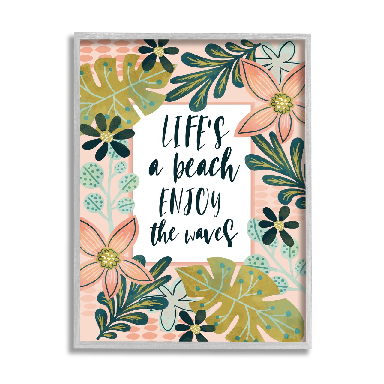 Stupell Industries Life's A Beach Phrase Black Framed Giclee Art